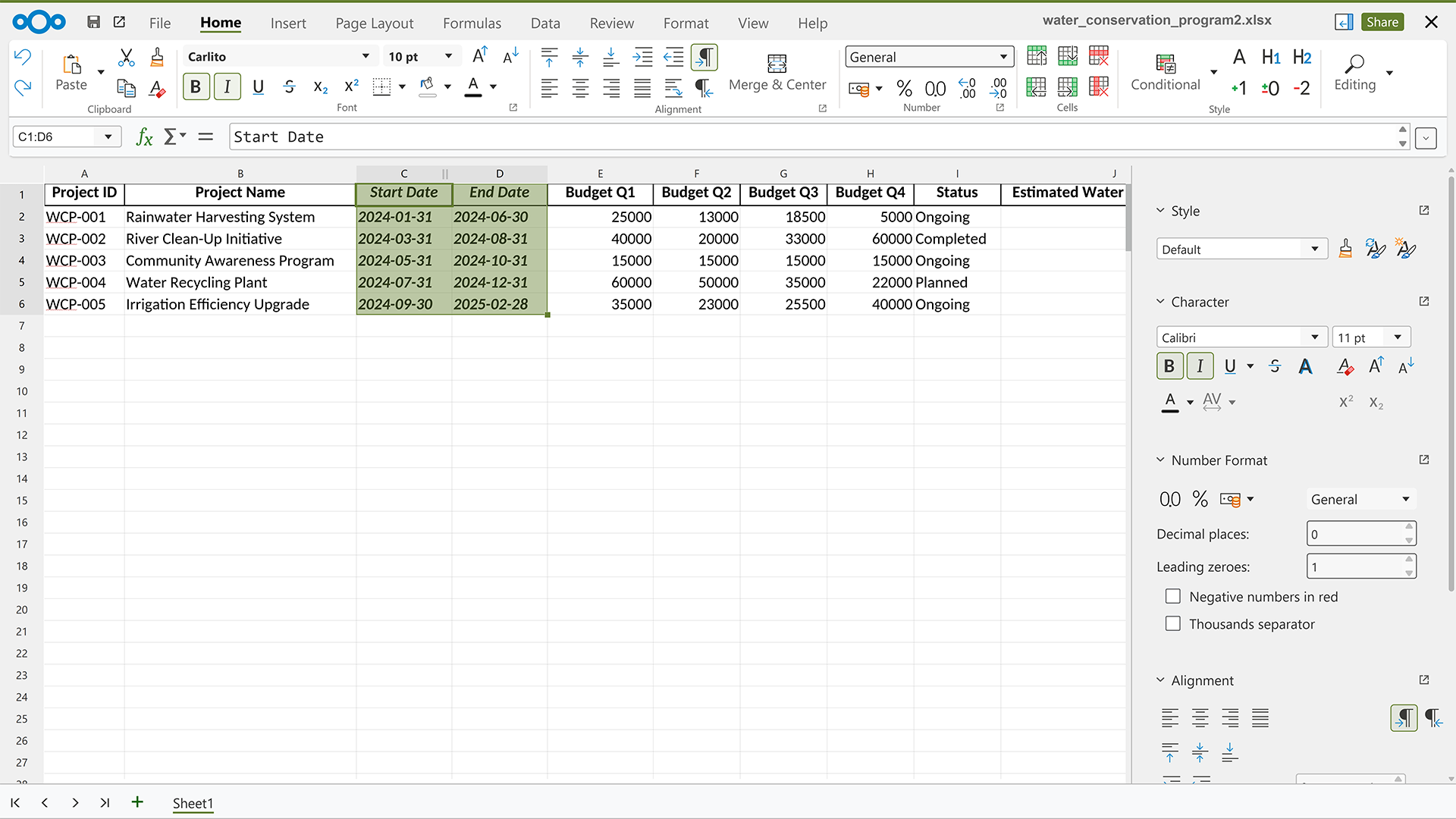 Nextcloud Hub 25 Autumn Office Calc colors